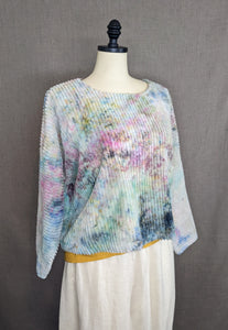 Hand-Painted Cropped Chenille Sweater