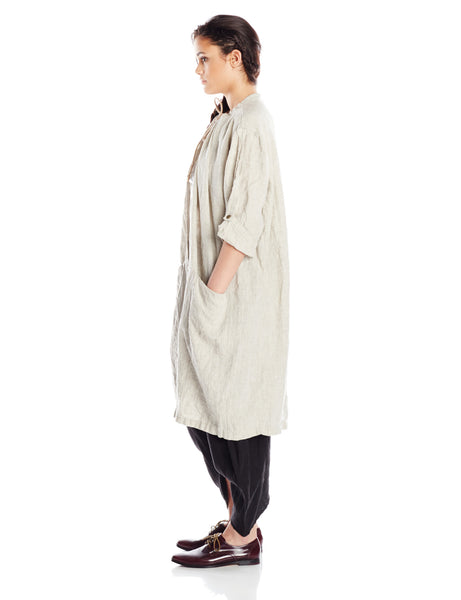 Artists and Revolutionaries Selene Trenchcoat Women Eco Fashion Sustainable Made in Hudson Valley New York One Size Bias Cut Linen
